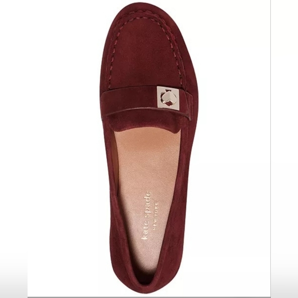 KATE SPADE NEW YORK Camellia Suede Loafers 'Dark Merlot' Burgundy Size 7.5 B - Picture 4 of 8